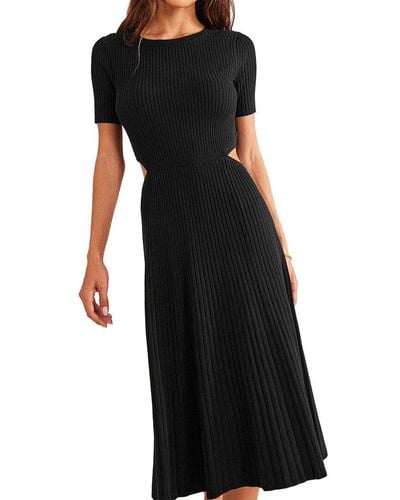 Boden Cut Out Knitted Midi Dress - Black