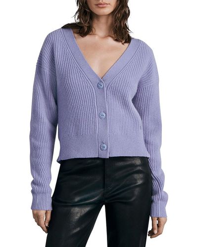 Rag & Bone Pierce Cashmere Cropped Cardigan Sweater - Purple