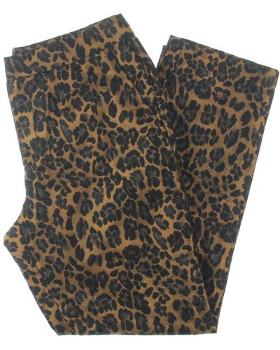 FRNCH Pend Leopard Print Shimmer Straight Leg Pants - Multicolor