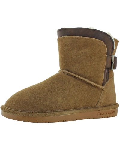 BEARPAW Shantelle Suede Buckle Winter Boots - Brown