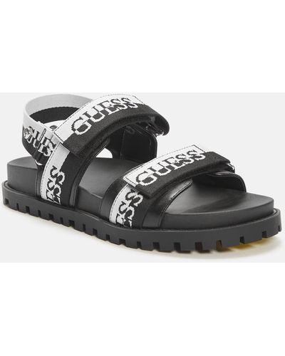 Guess Factory Saylors Logo Velcro Sandals - Black