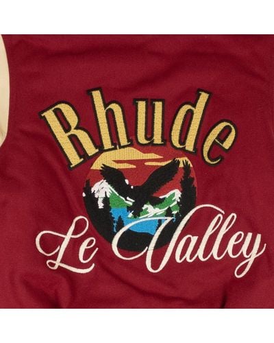 Rhude Bordoux And Creme Le Valley Varsity Jacket - Red