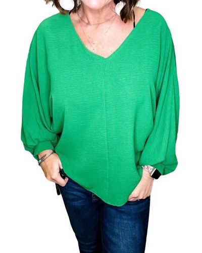 Eesome Puff Sleeve Blouse - Green