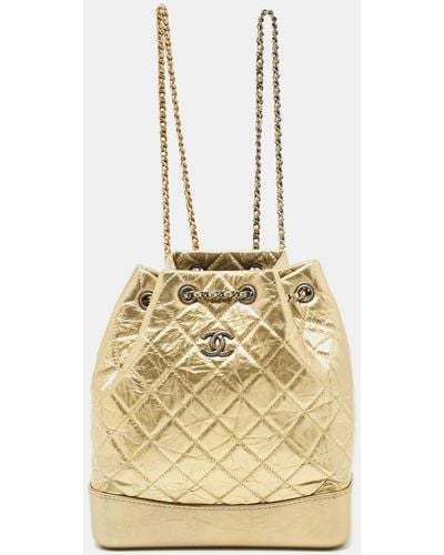 Chanel Quilted Aged Leather Small Gabrielle Backpack - Metallic