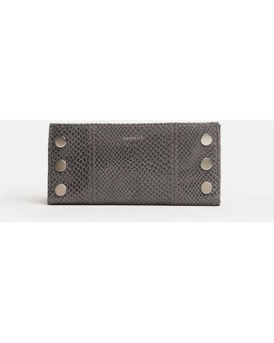 Hammitt 110 North Leather Wallet In Skyline Snake/brushed Silver - Gray