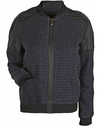 Elie Tahari Sandie Boucle Bomber Jacket - Gray