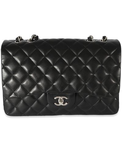 Chanel Lambskin Jumbo Single Flap Bag - Black