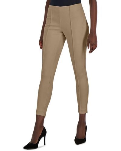 Anne Klein Faux Suede Pull On Ankle Pants - Natural