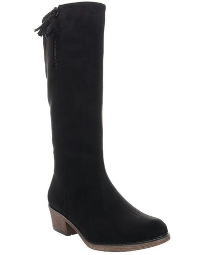 Propet Rider Suede Tall Mid-calf Boots - Black