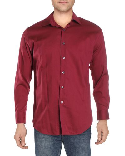 Alfani Athletic Fit Long Sleeves Button-down Shirt - Red