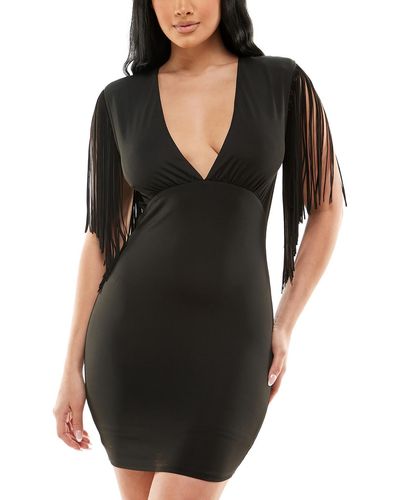 Bebe V-neck Short Mini Dress - Black