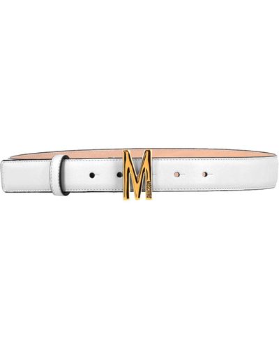 Moschino Logo Leather Belt - White