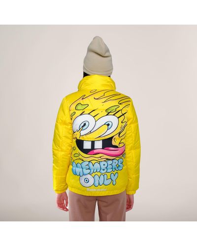 Members Only Spongebob Reversible Cire Puffer Jacket - Yellow
