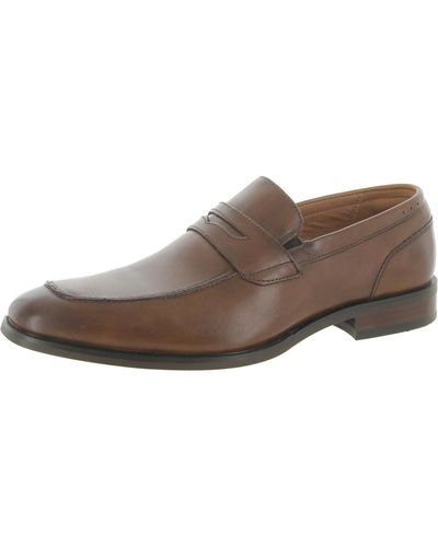 Florsheim Sorrento Leather Square Toe Penny Loafers - Brown