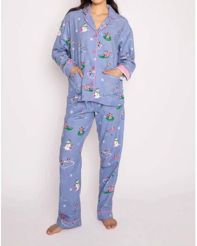Pj Salvage Flannel Pajama Set - Blue