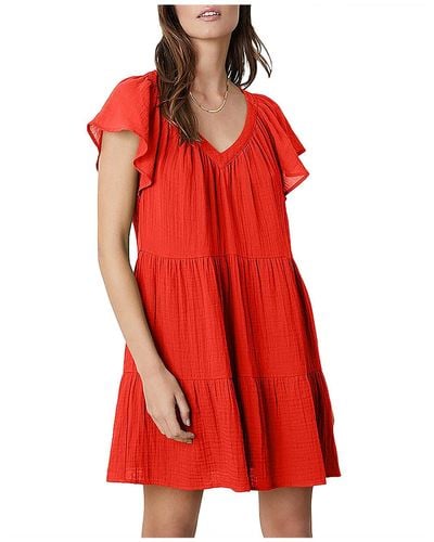 Velvet By Graham & Spencer Cotton Short Mini Dress - Red