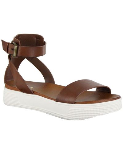 MIA Ankle Strap Slip On Strappy Sandals - Brown