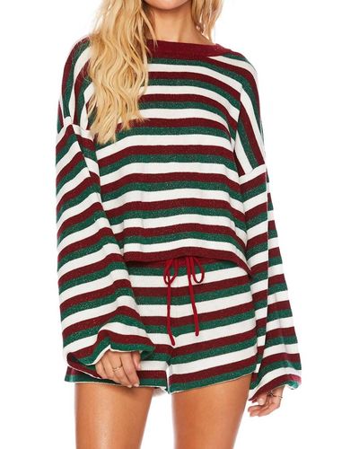 Beach Riot Ava Sweater Festive Stripe - Black