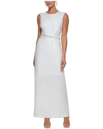 DKNY Beaded-waist Maxi Evening Dress - White