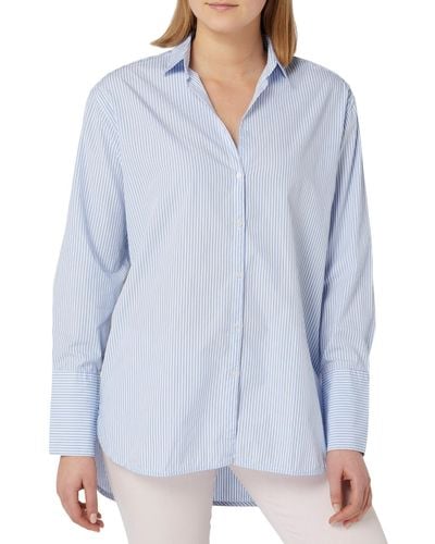 0039 Italy Long Sleeves Tiered Cotton Top - Blue