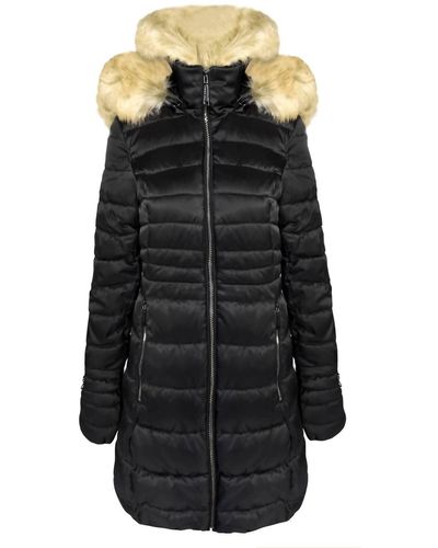 Laundry by Shelli Segal Quilted Faux Fur Hood Puffer Jacket Coat - Black