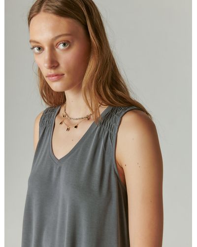 Lucky Brand Stone Charm Layer Necklace - Gray