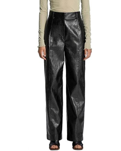 LVIR Faux Leather Flared Pants - Black