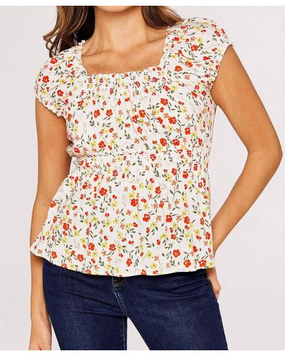 Apricot Ditsy Milkmaid Top - White