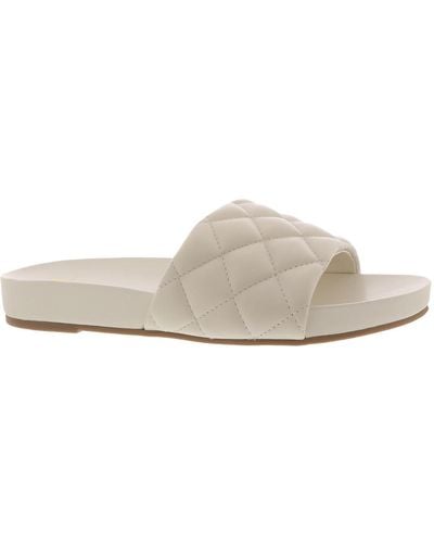 Marc Fisher Imenal Leather Slip On Slide Sandals - White