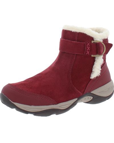 Easy Spirit Elk Suede Cold Weather Shearling Boots - Red