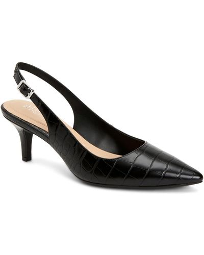 Alfani Babbsy 2 Faux Leather Pointed Toe Slingback Heels - Black