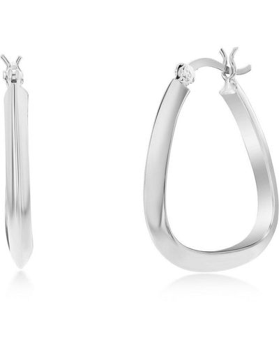 Simona Sterling Or Gold Plated Over Sterling 27mm Triangle-shaped Hoop Earrings - White