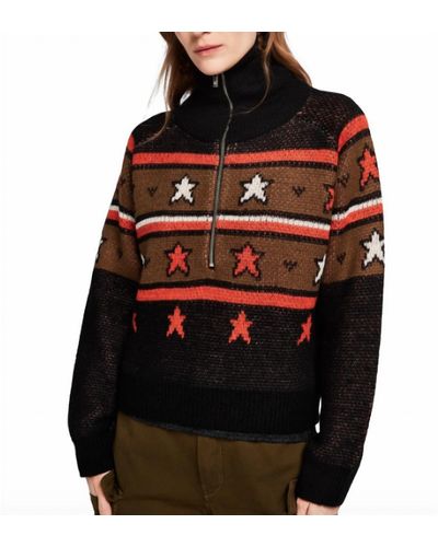 Scotch & Soda Knitted Anorak W/ Star Pattern Sweater - Black