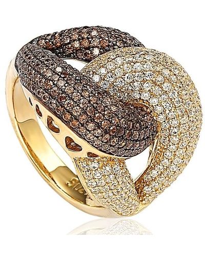 Suzy Levian Gold Plated Sterling Silver Cubic Zirconia Anniversary Ring - Metallic