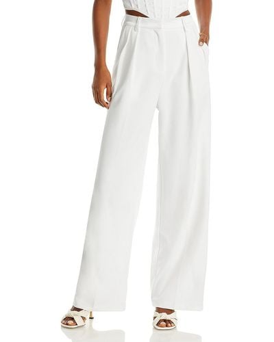 Aqua Knit Satin Trim Dress Pants - White