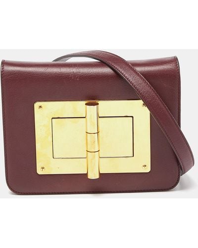Tom Ford Leather Small Natalia Crossbody Bag - Red