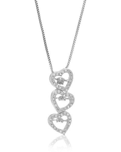 Vir Jewels 1/6 Cttw Lab Grown Diamond Triple Heart Pendant Necklace .925 Sterling 1/4 Inch With 18 Inch Chain - Metallic