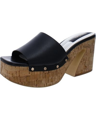 Franco Sarto Damara Leather Slip On Platform Sandals - Black