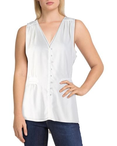 1.STATE Ruched Peplum Tank Top - White