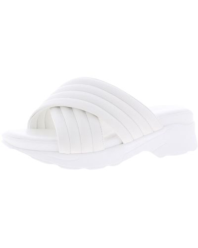 French Connection Rivers Vegan Leather Slip On Platform Sandals - White