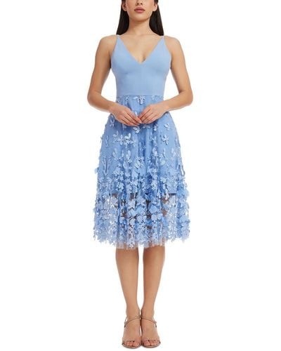 Dress the Population Darleen Mesh G Cocktail And Party Dress - Blue