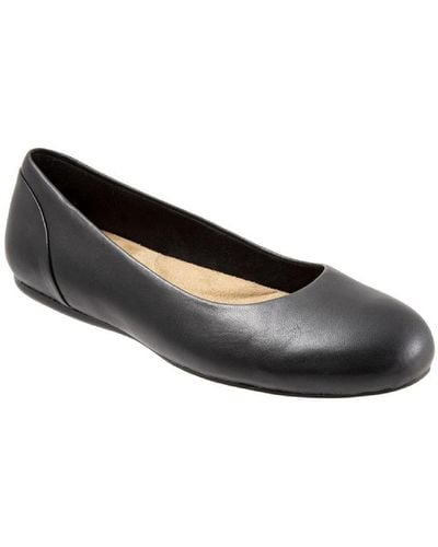 Softwalk Sonoma Leather Padded Insole Ballet Flats - Black