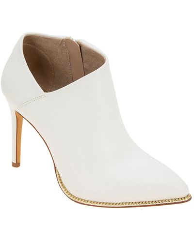 BCBGeneration Hadix Faux Leather Side Zip Ankle Boots - White