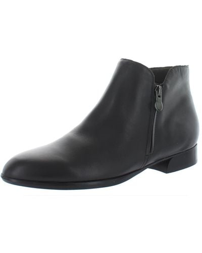 Munro Averee Leather Double Zipper Ankle Boots - Black