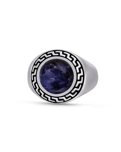 Monary Dark Sodalite Stone Signet Ring - Blue