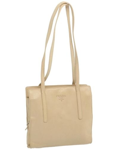 Prada Leather Shoulder Bag (pre-owned) - Natural