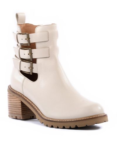 Seychelles Give It A Whirl Leather Block Heel Booties - Natural