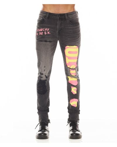 Cult Of Individuality Punk Super Skinny "sex Pistols" Jeans - Gray
