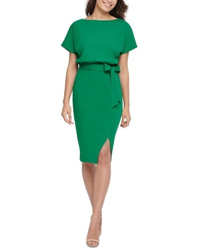 Kensie Blouson Split Wrap Dress - Green