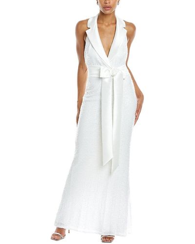 Badgley Mischka Sequin Gown - White